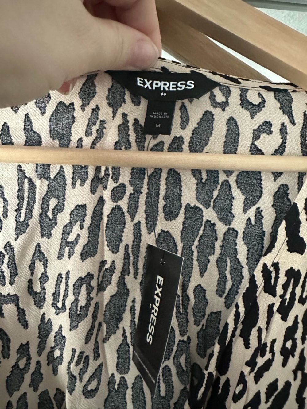 Express Beige and Black Leopard Print Romper - Picture 4 of 5